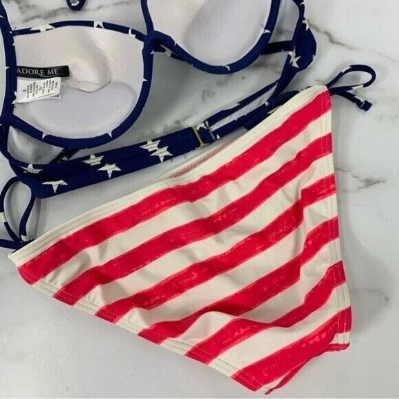 American Flag Two Piece Push-Up Padded Bikini Size Small - Picture 10 of 12